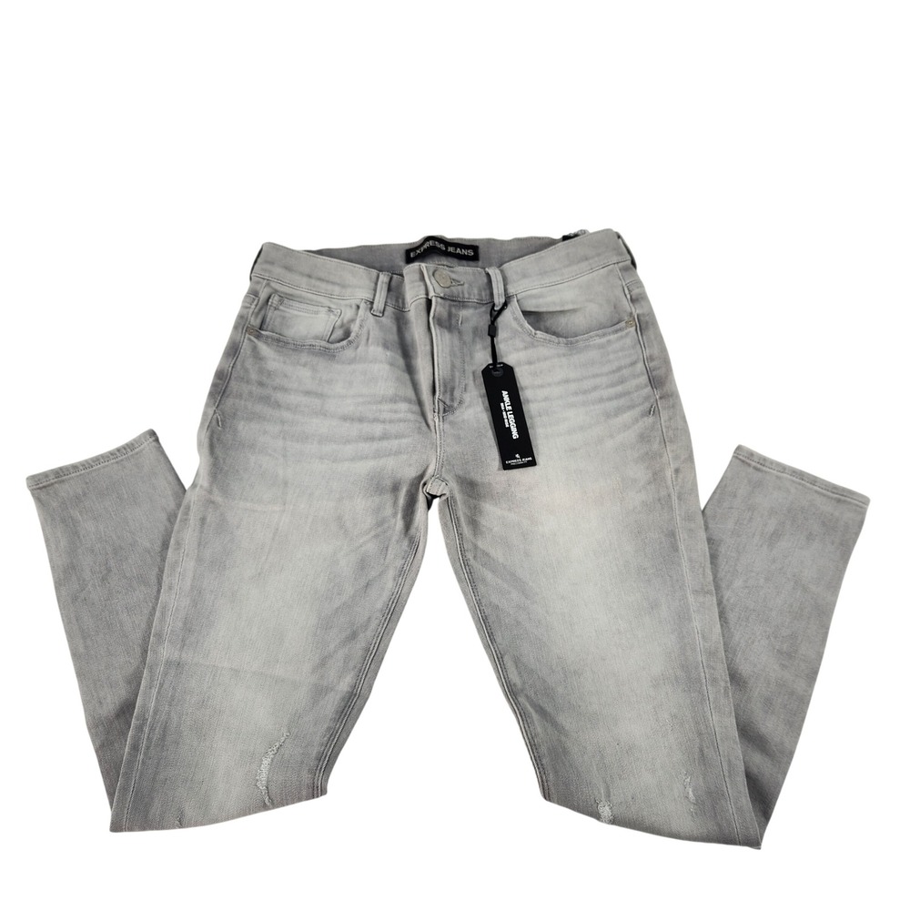 Express Mia Mid Rise‎ Ankle Legging Jeans Light Gray Wash Womens 10R NEW